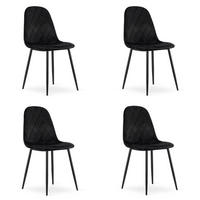 ESSZIMMERSTUHL 4-er Set DAPI schwarzer Sitz, schwarze Beine - Schwarz, Textil (44.5/87.5/50.5cm) - Valora