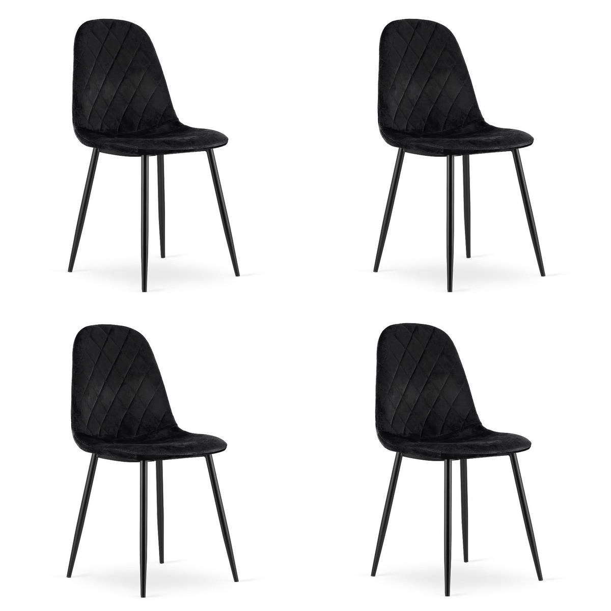 ESSZIMMERSTUHL 4-er Set DAPI schwarzer Sitz, schwarze Beine - Schwarz, Textil (44.5/87.5/50.5cm) - Valora