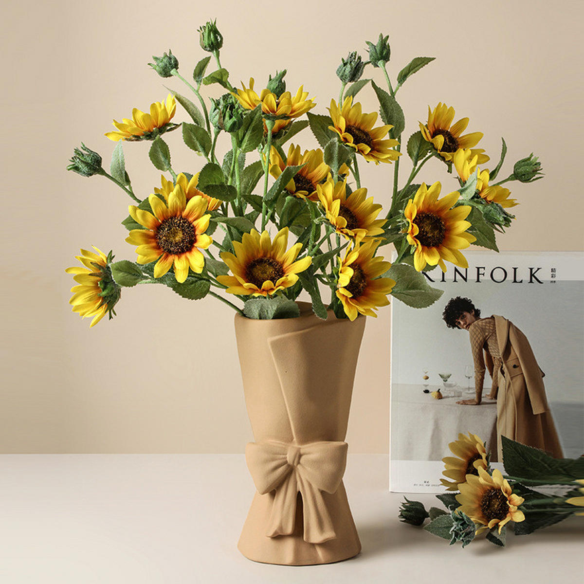 VASE 13 x 13 x 24,5 cm Keramik - Gelb, Keramik (13cm) - LIBRATON