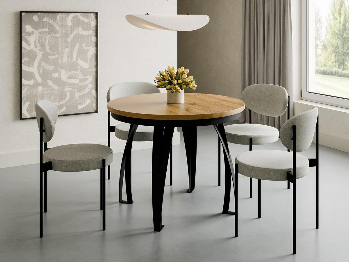 ESSTISCH LUGOS ausziehbar Ø 100 Eiche craft - Braun, Holzwerkstoff (100/100/77cm) - Compleo24