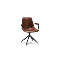 ARMLEHNSTUHL 2er-Set hellbraun - Schwarz/Braun, Leder/Textil (59/85/57cm) - ebuy24