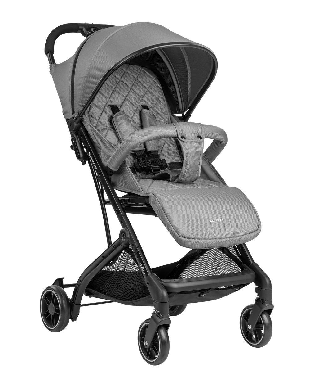 KINDERWAGEN Miley mit Fußsack grau gemustert Fußstütze verstellbar, klappbar, Korb - Hellgrau, Metall (64/52/100cm) - Kikka boo