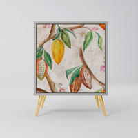 SIDEBOARD COCOA FRUITS, Grau, 57,5x42x75,5 cm, Goldfarbene Metallfüße - Goldfarben/Multicolor, Holzwerkstoff/Metall (57.5/75.5/42cm) - SpaceRebels