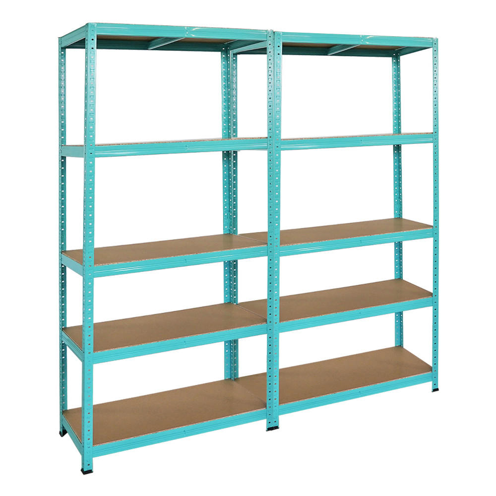 WOHNREGAL 2er GREEN HULK Set, HxBxT 180x90x40cm, Fachlast 175kg, 5 Ebenen, Grün - Grün, Metall (180/180/40cm) - BERLINLODGE