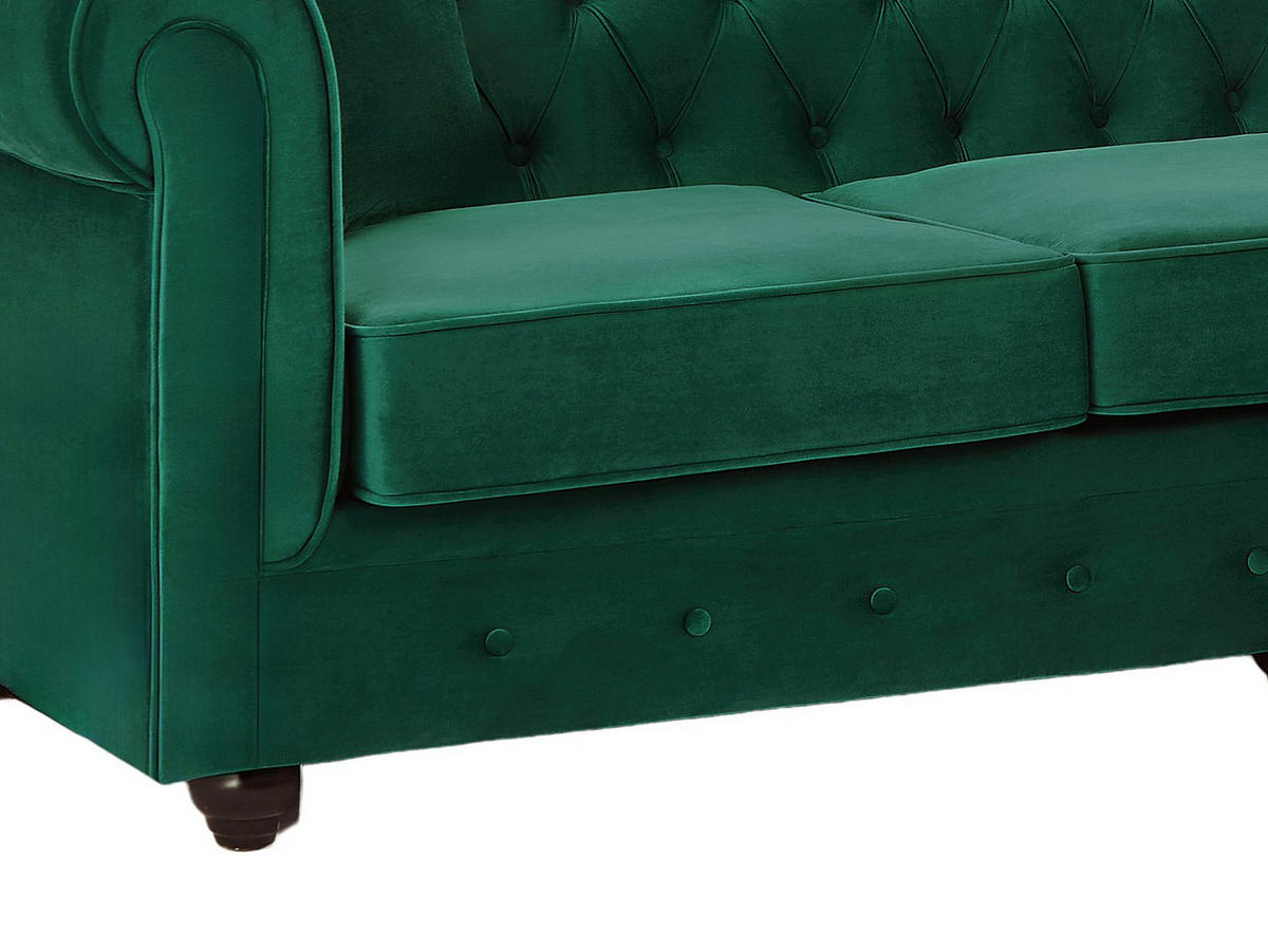 CHESTERFIELD Ecksofa - Ecke wechselbar - Samt - Grün - TOLEDO - Grün, Textil (228/72/163cm) - Vente-Unique