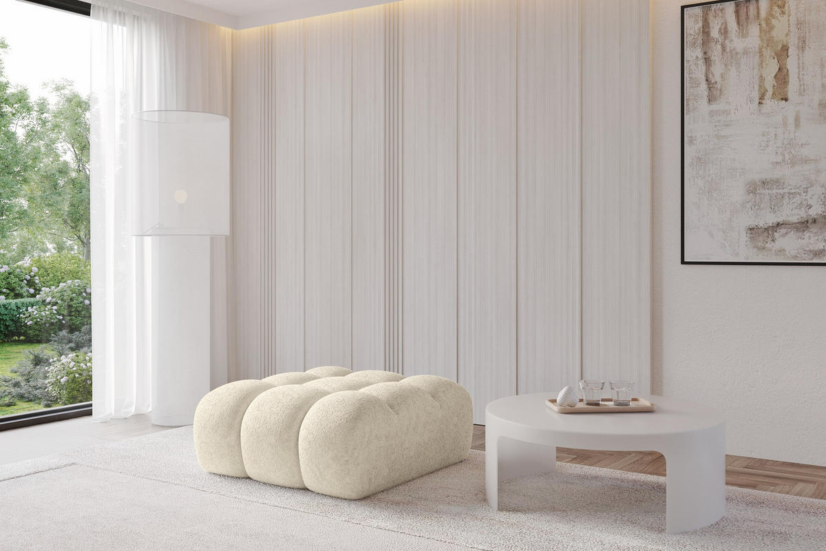 TABURET OLEA-PUF 91x87x44 cm Krémová Žinylka - černá/krémová, kompozitní dřevo/textil (91/44/87cm) - ALTDECOR