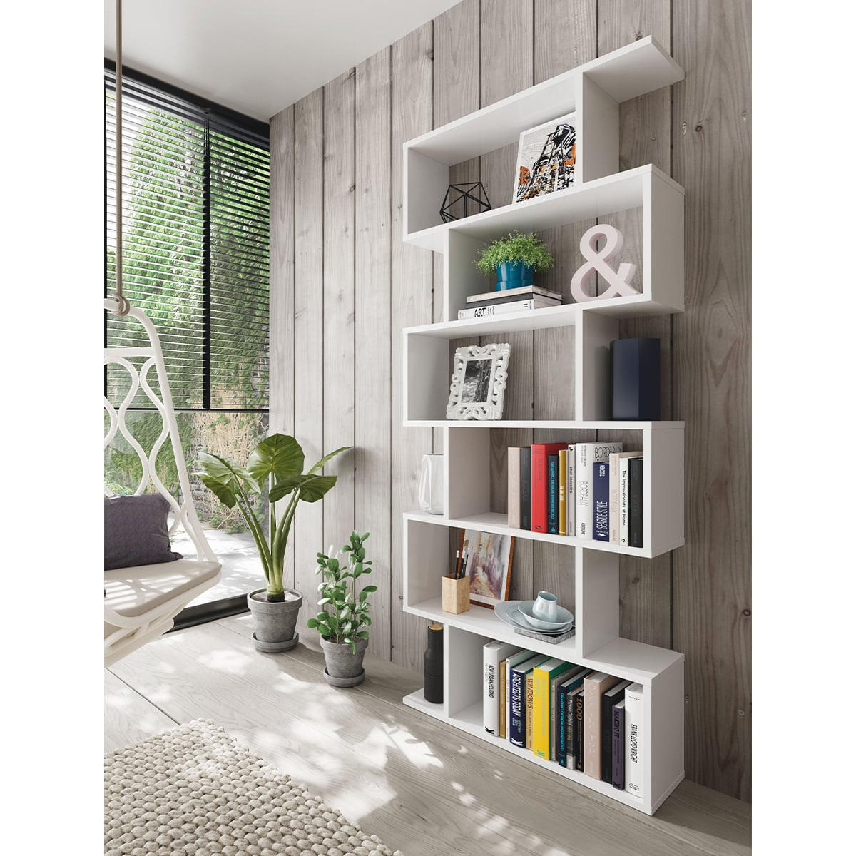 BÜCHERREGAL mit 6 Ebenen H192 cm - Athena - Weiß, Holzwerkstoff (24/192/80cm) - Calicosy