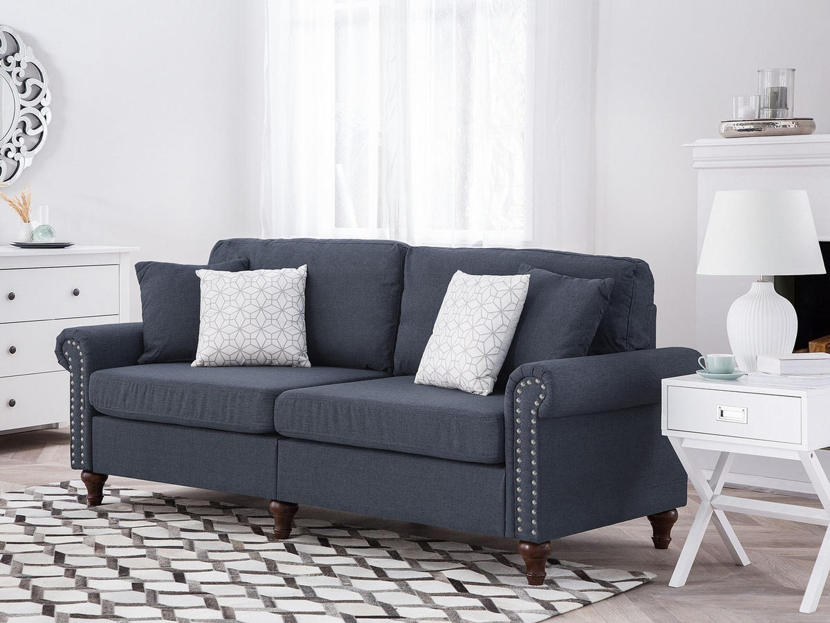 3-SITZER-SOFA Polyester Grau Otra - Dunkelgrau, Textil (195/84/76cm) - Beliani