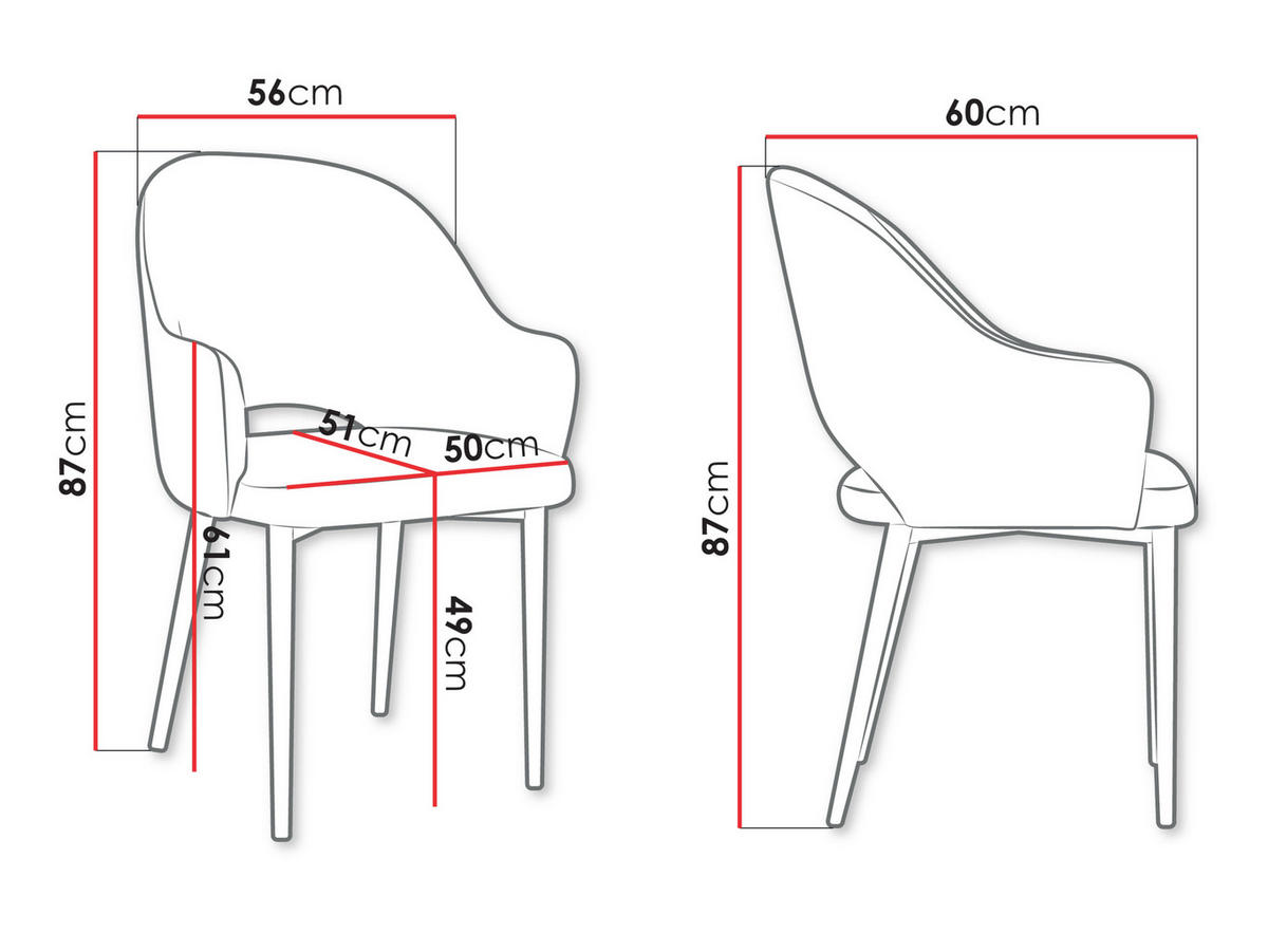 POLSTERSTUHL Rosa - Dunkelgrau/Schwarz, Textil/Metall (56/87/60cm) - MIRJAN24