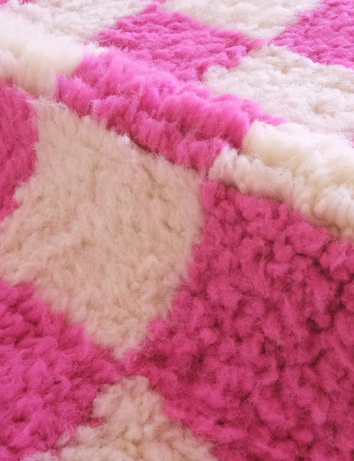 BERBERTEPPICH mit Karomuster 176x 208 cm - Pink, Naturmaterialien (176/208cm) - AFK Living