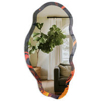 SPIEGEL 90x45 cm asymmetrisch mit Druck - Feurige Abstraktion - Transparent, Glas (45/90/0.4cm) - TULUP
