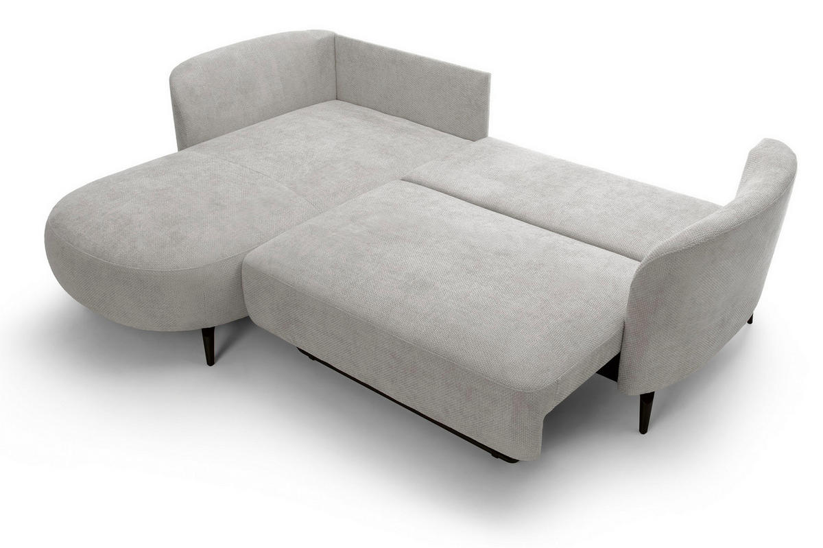 ECKSOFA auf Füßen Kendra 260 cm mit Schlaffunktion, Links, Hellgrau - Hellgrau, Holz (260/180cm) - Emporius