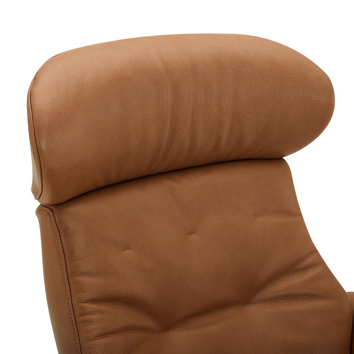 RELAXSESSEL - Echtleder - Cognac/Schwarz, Leder/Metall (79/100/84cm) - home24