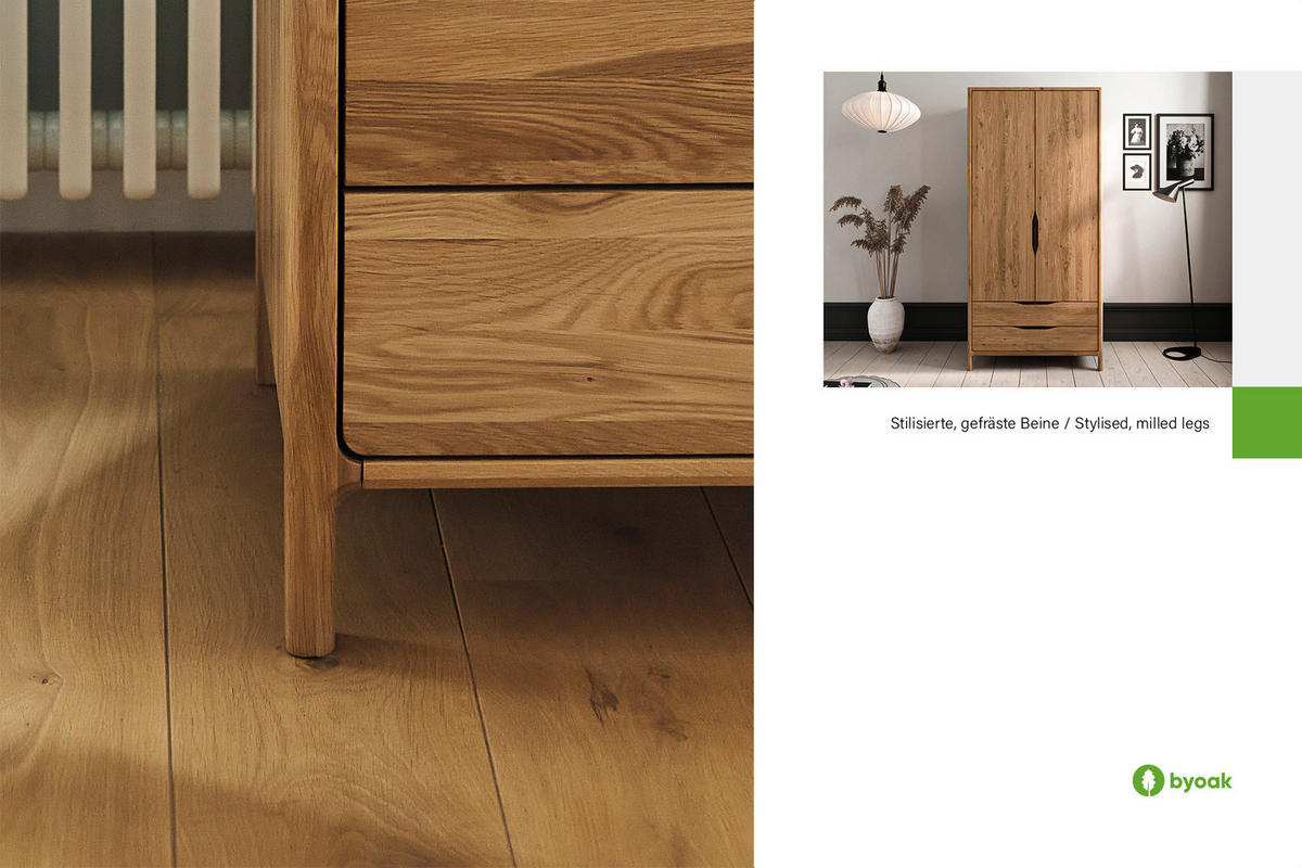 KLEIDERSCHRANK PAUL Wildeiche - Wildeiche, Holz (95/188/60cm) - byoak