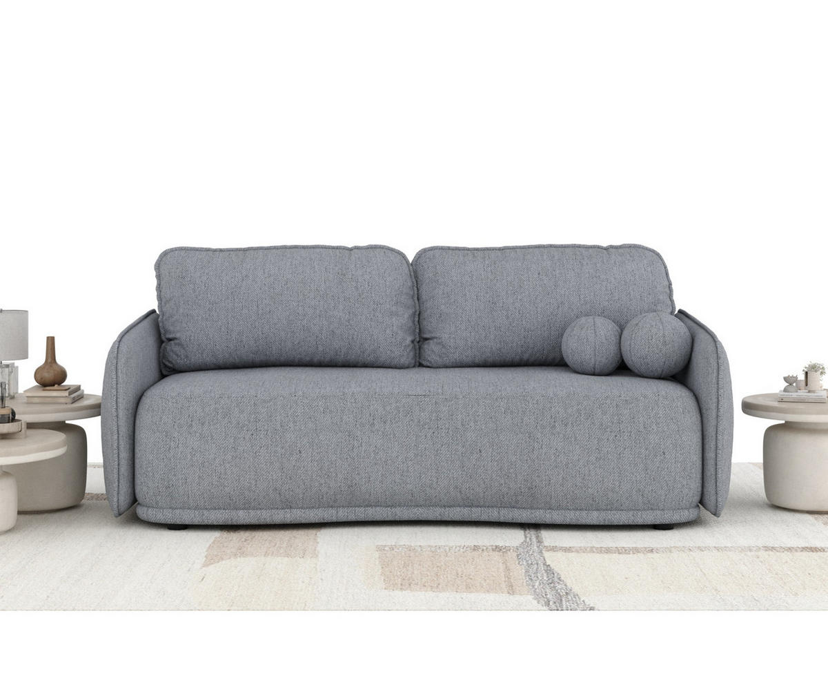 SCHLAFSOFA Mitsis Grau Webstoff - Schwarz/Grau, Holz/Holzwerkstoff (231/93/106cm) - Maison de Reve
