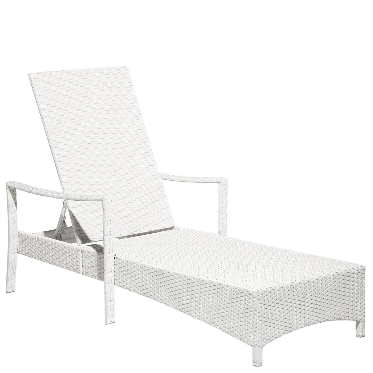 GARTENLIEGE weiß/gruau Vasto - Weiß/Grau, Kunststoff (63/96/158cm) - Beliani