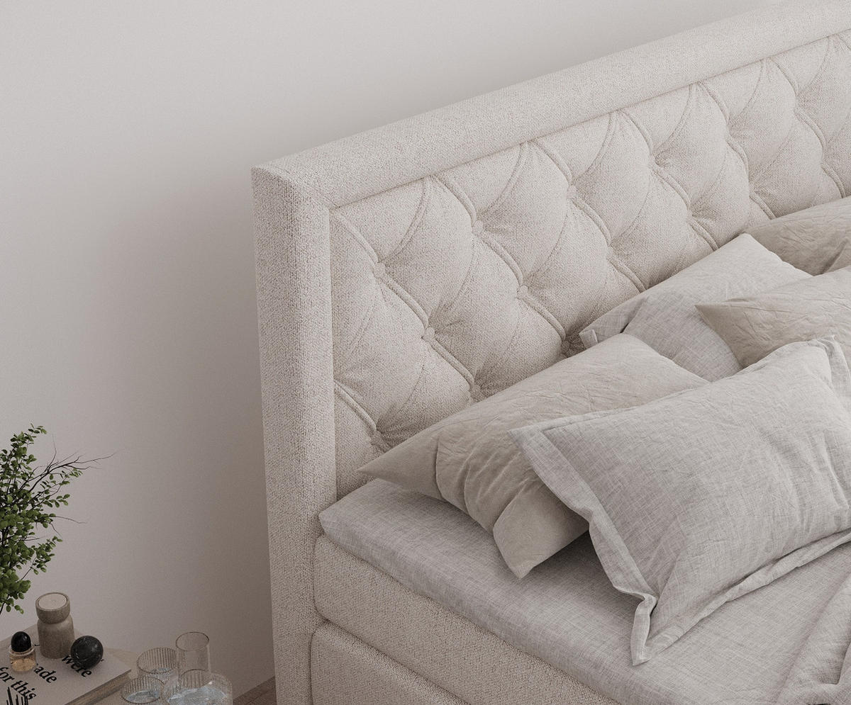 BOXSPRINGBETT Aurelia Beige 200/200 cm - Beige/Schwarz, Holz/Holzwerkstoff (200/200cm) - Maison de Reve