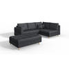 ECKSOFA MIT HOCKER Lorine Mikrofaser Anthrazit - Hellbraun/Anthrazit, Buchenholz/Textil (231/161cm) - S-Style Möbel