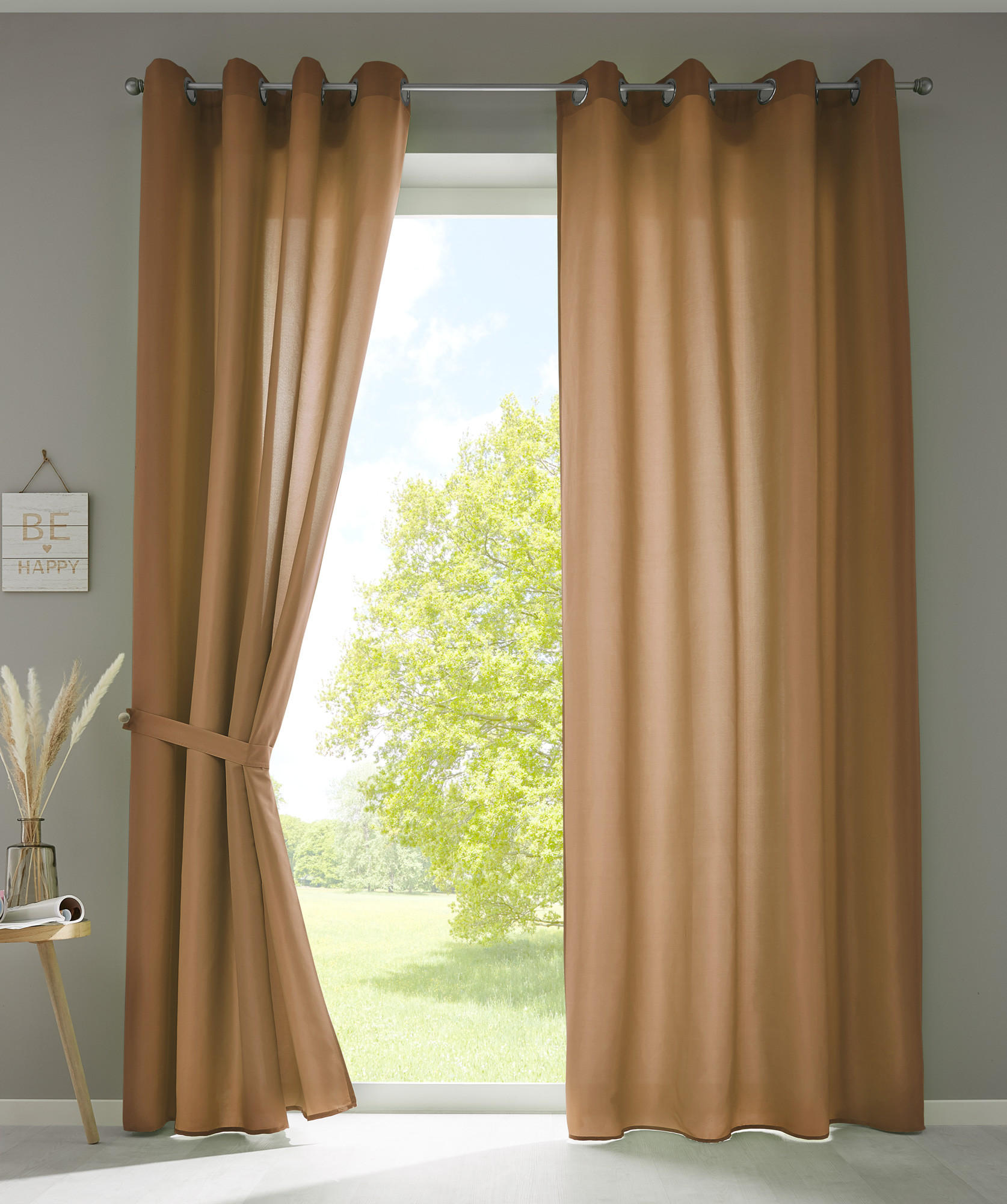 VORHANG 2ER SET BERLIN HxB 225x140cm Taupe - Taupe, Textil (140/225/225cm) - Gardinenbox