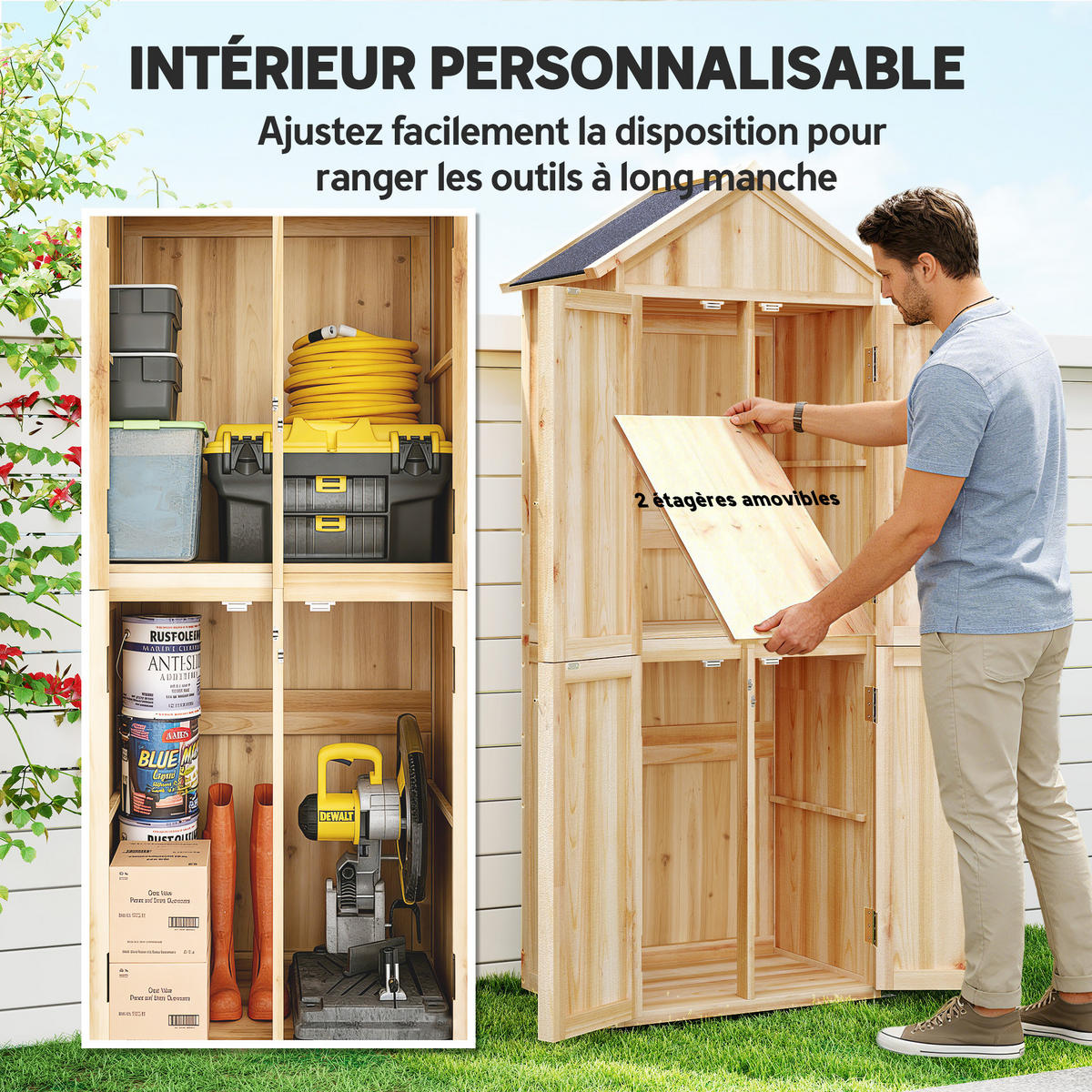 GERÄTESCHUPPEN DE-17612 Naturholz - Naturfarben, Holz (82/190/50cm) - ComfortXL