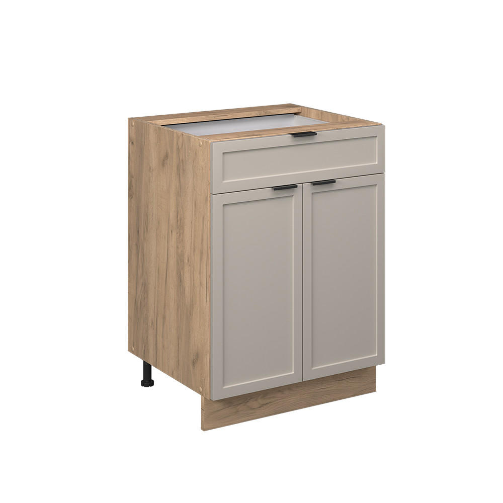 KÜCHENUNTERSCHRANK Fame-Line GrauBeige 60 cm mit Schublade, ohne AP - Greige/Eiche Wotan, Holzwerkstoff (60/82/51.6cm) - Vicco