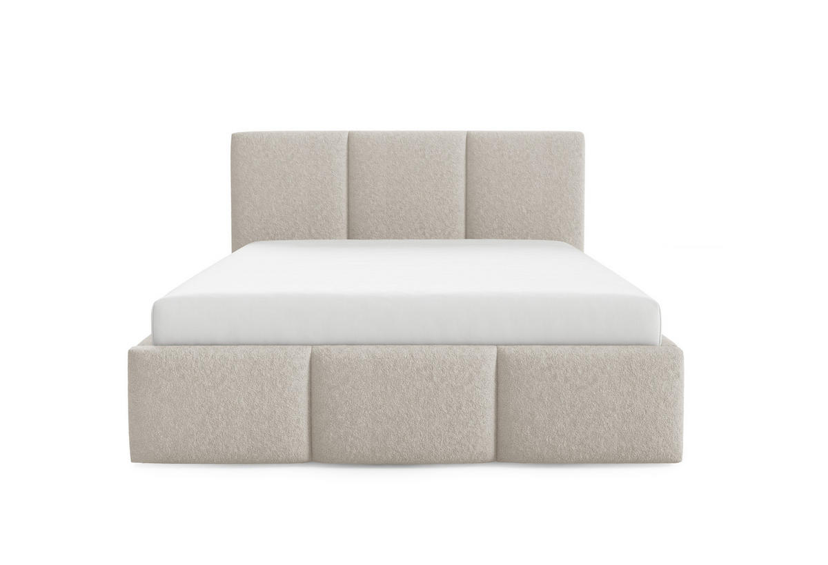 POLSTERBETT VALERIO mit Bettkasten, Bett 140x200,Doppelbett,Lattenrost,Boxspringbett-Optik,ohne Matratze,Schlafzimmer-Beige - Beige, Holz (140/200cm) - Furnistar