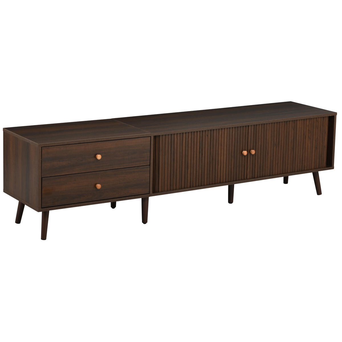 TV-ELEMENT mit 2 Schubladen 180 x 40 x 46,5 cm MDF Walnut 2 Rollltüren - Braun, Holzwerkstoff (40/46.5/180cm) - Beauniv