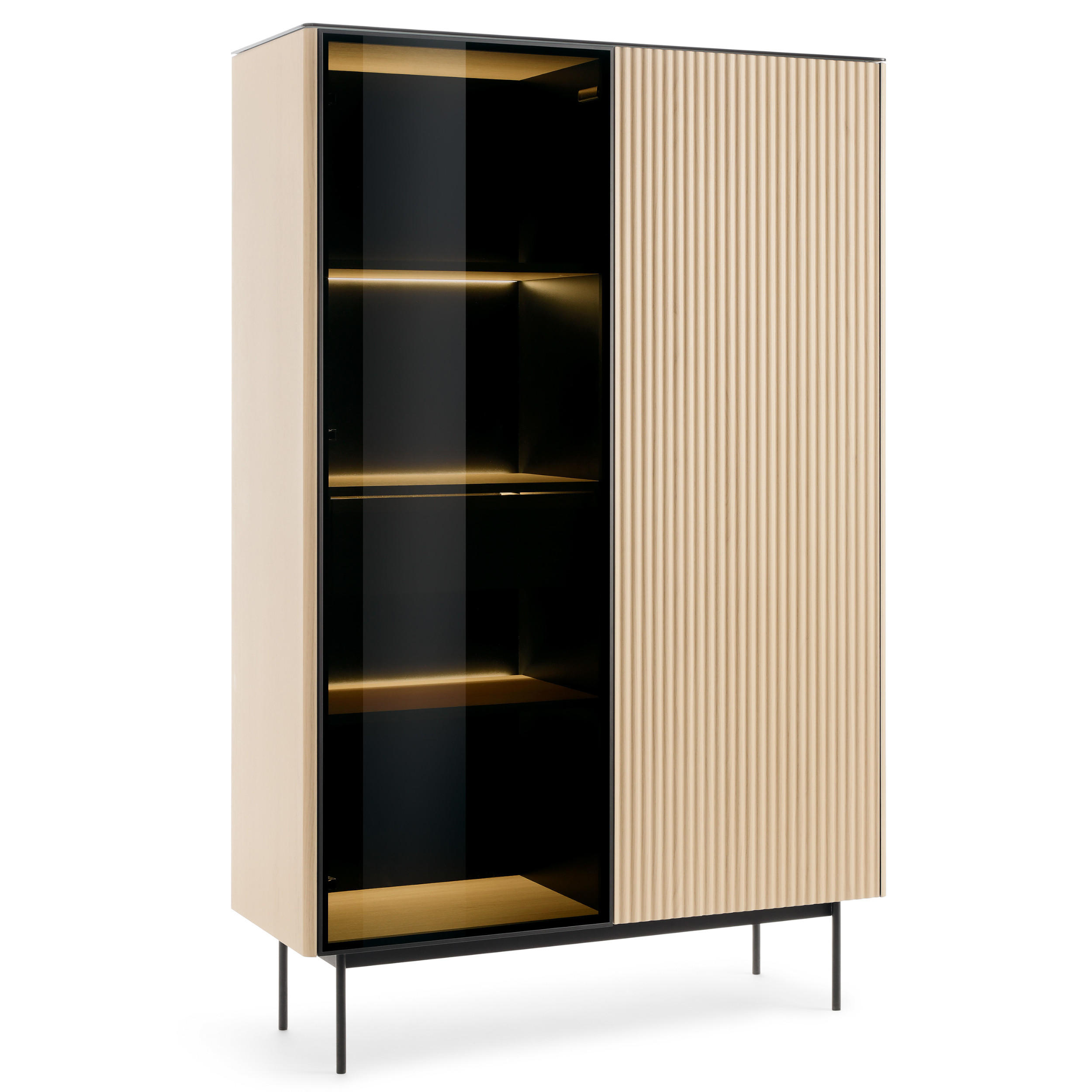 VITRINE OLDEN WIT2 Glasplatte Eiche - Eichefarben, Glas/Holzwerkstoff (107/163/39cm) - Komodee