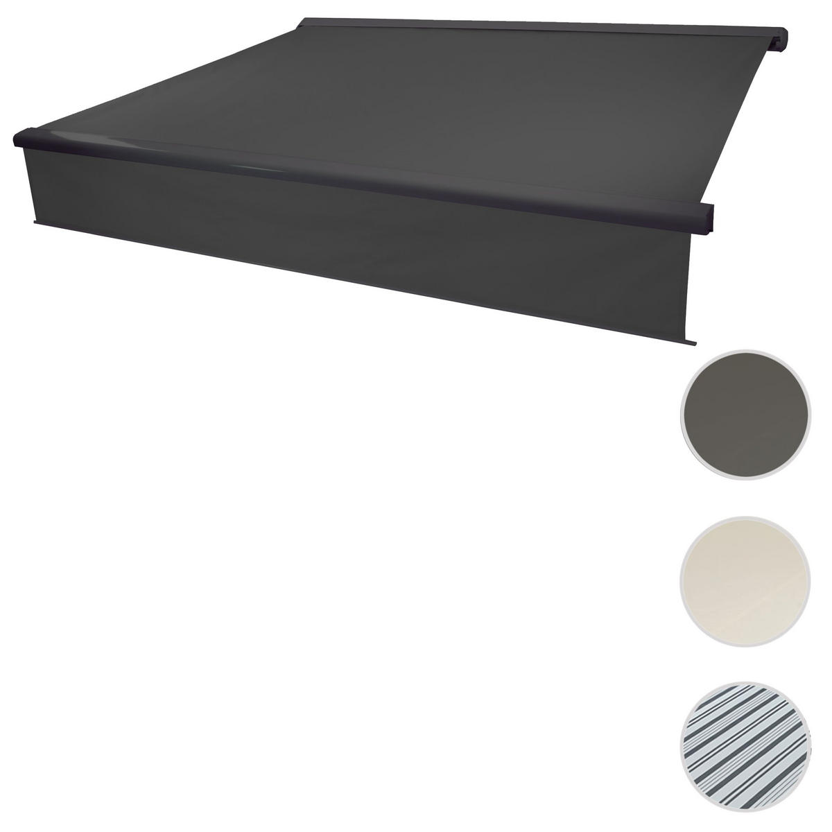 KASSETTEN-MARKISE VOLANT AUSFAHRBAR Anthrazit, Anthrazit - Anthrazit, Textil (450/15/300cm) - MCW