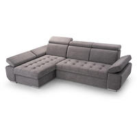 ECKSCHLAFSOFA Bianca hellgrau links - Chromfarben/Hellgrau, Textil (264/165cm) - Beautysofa