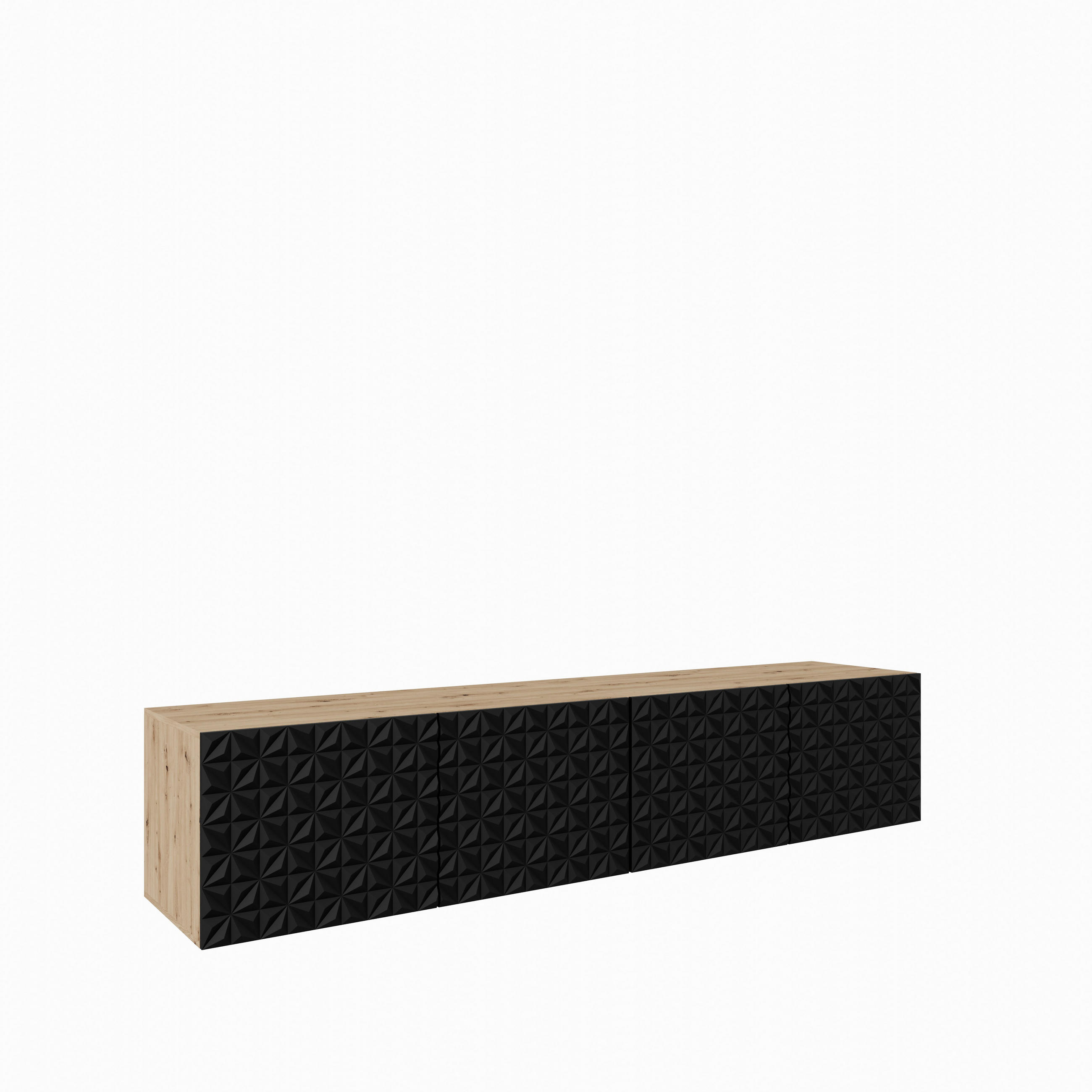 TV-SCHRANK Cali 200 cm (2x100) viertürig, artisan, schwarz - Schwarz/Eiche Artisan, Kunststoff (200/41/40cm) - Margaret Hadas24