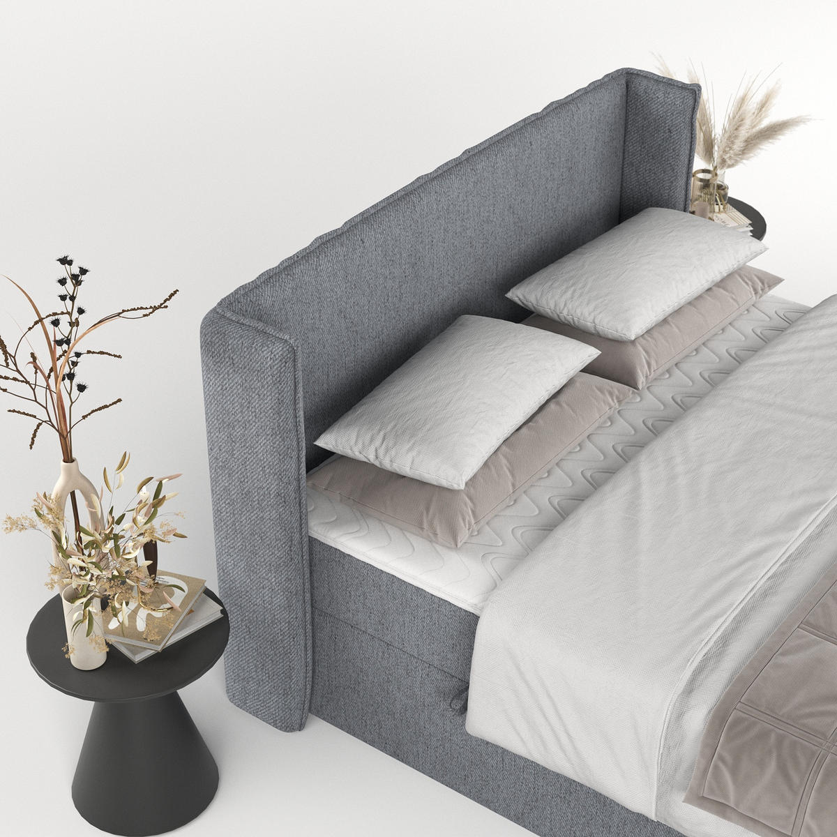 BOXBETT Viva 200/200 cm Grau im Neve Stoff - Schwarz/Grau, Holz/Holzwerkstoff (200/200cm) - AltaBeds