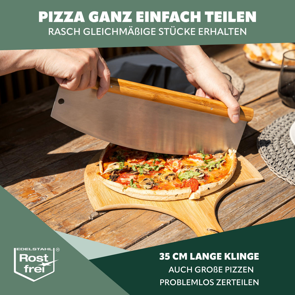 PIZZASCHNEIDER, silberholz & Edelstahl - Silberfarben, Metall (35/11.5/35cm) - bremermann