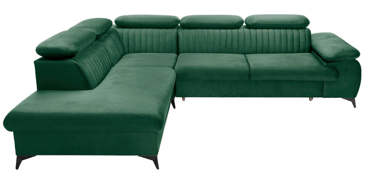 ECKSOFA 275 cm mit verstellbaren Kopfstützen Xanto L, Links, Grün - Grün, Holz (275/221cm) - Emporius