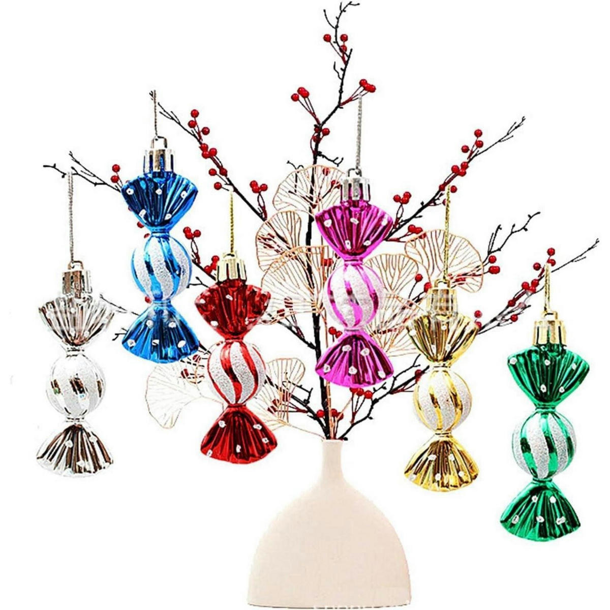 WEIHNACHTSBAUMSCHMUCK 12-teiliges Set Süßigkeiten-Anhänger - Multicolor, Kunststoff (3/3/9cm)