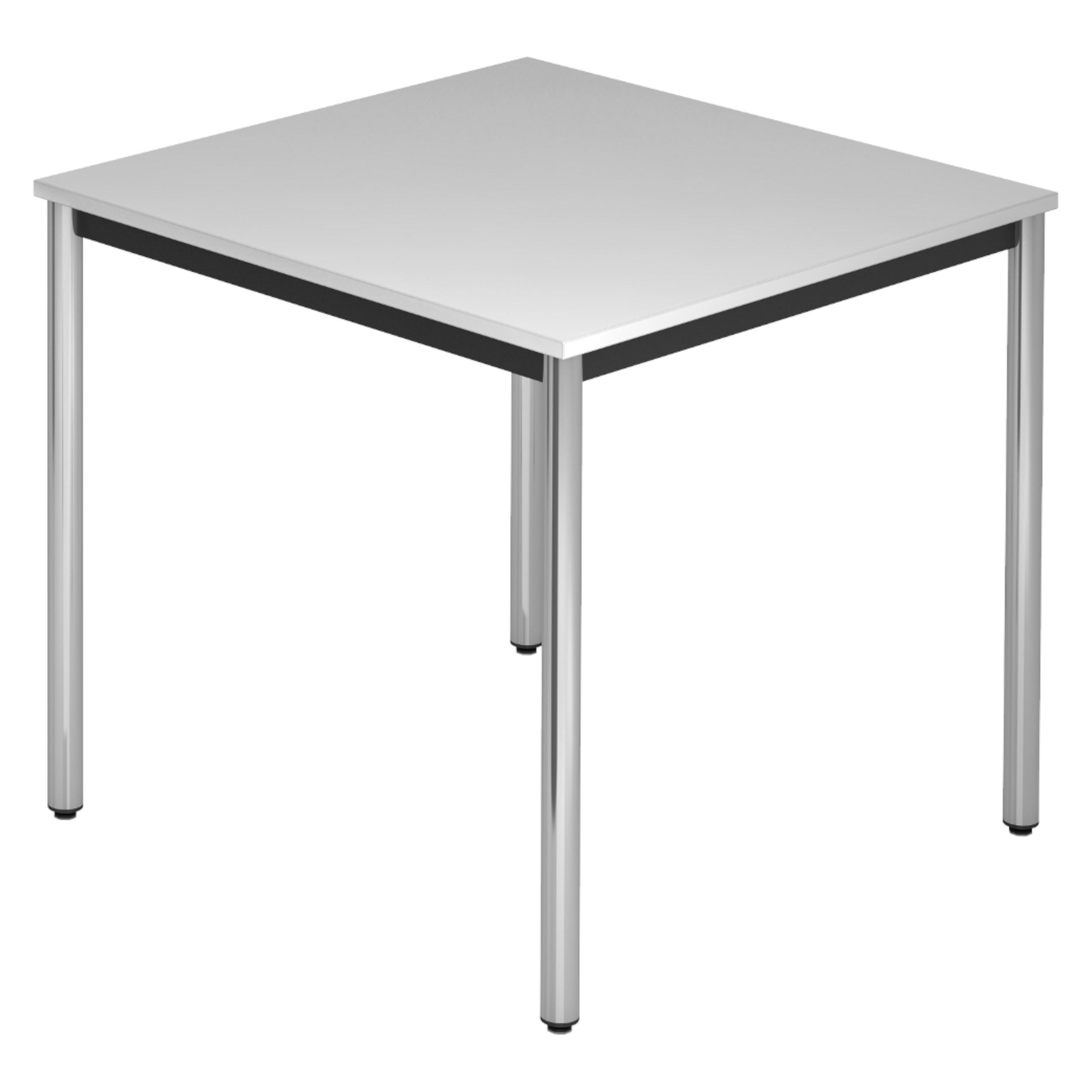 BESPRECHUNGSTISCH Serie-D 80/80/72 cm in Grau/Rundrohr verchromt - Chromfarben/Grau, Holzwerkstoff (80/80/72cm) - bümö