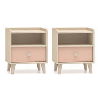 NACHTKONSOLE Mevel Wüstensand / Millennial Pink 45 / 36 / 52cm (2er-Set) - Pink/Braun, Holz/Holzwerkstoff (45/52/36cm) - Feldmann-Wohnen