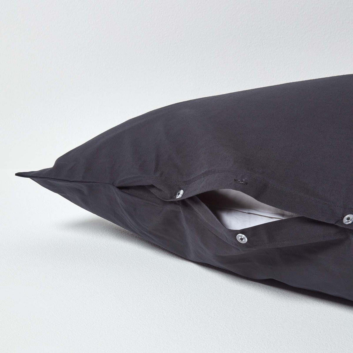 KISSENBEZUG für V-Form-Kissen, Perkal, Fadendichte 200 - Schwarz, Textil (38/76cm) - Homescapes