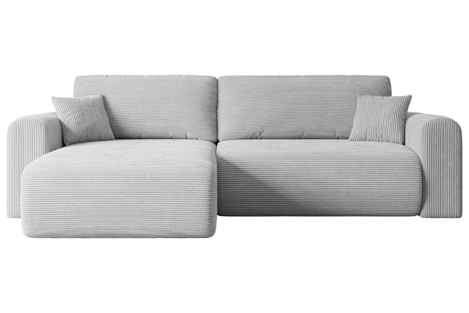 ALTDECOR ROHOVÁ SEDACÍ SOUPRAVA s funkcí lůžka a úložným prostorem ORRO-L – 272 × 145 × 83 cm, šedá manšestr