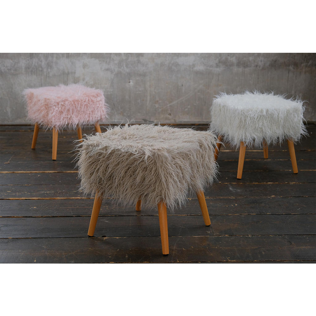 Thumbnail - Kawola Fellhocker, Pink, Fell, Rechteckig, 42x45x42 cm, Wohnzimmer, Hocker, Sitzhocker