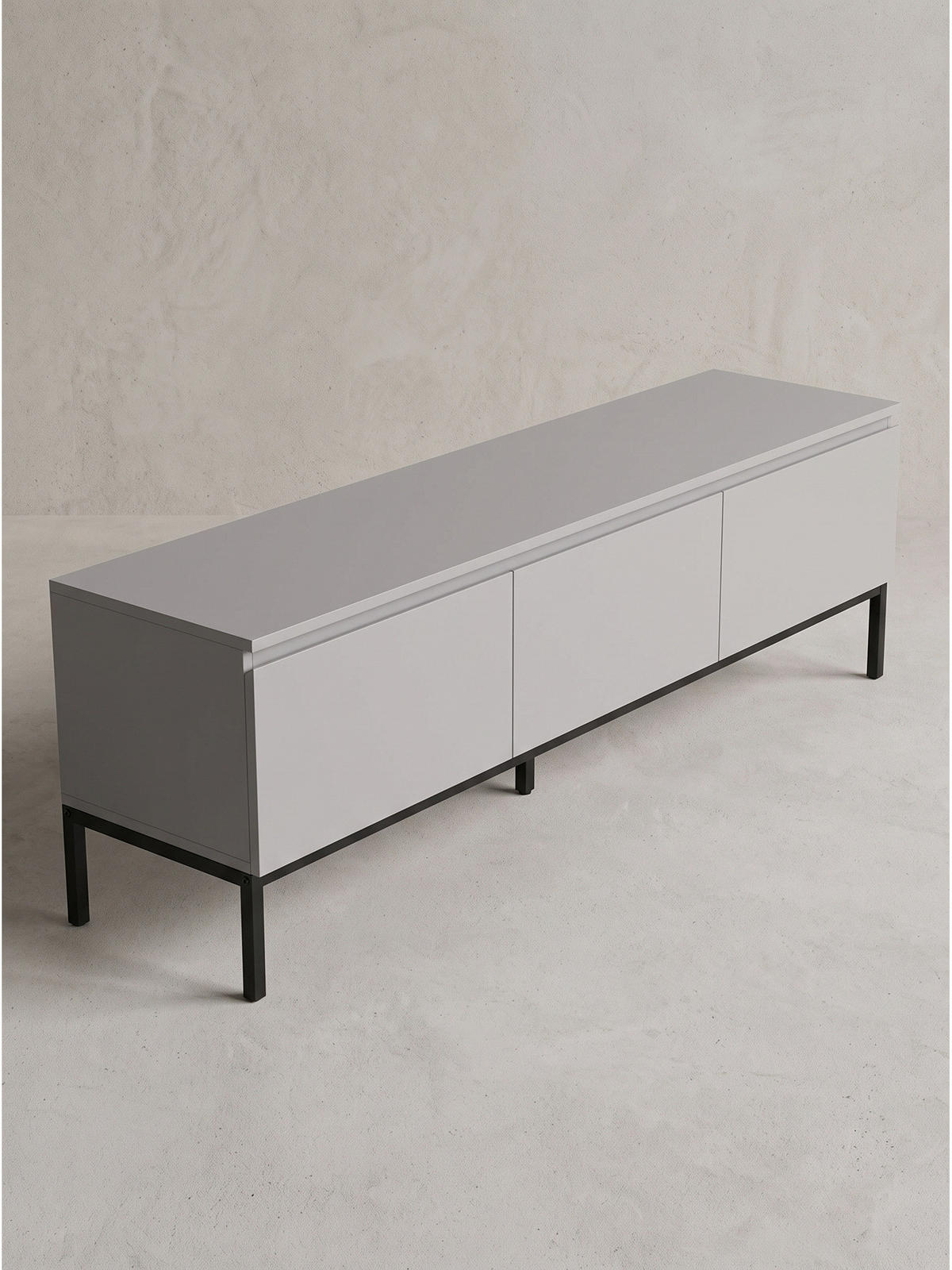 LOWBOARD GAETA, MDF, Hellgrau, 150 x 37 x 46 cm - Schwarz/Grau, Holzwerkstoff/Metall (150/46/37cm) - KADIMA DESIGN