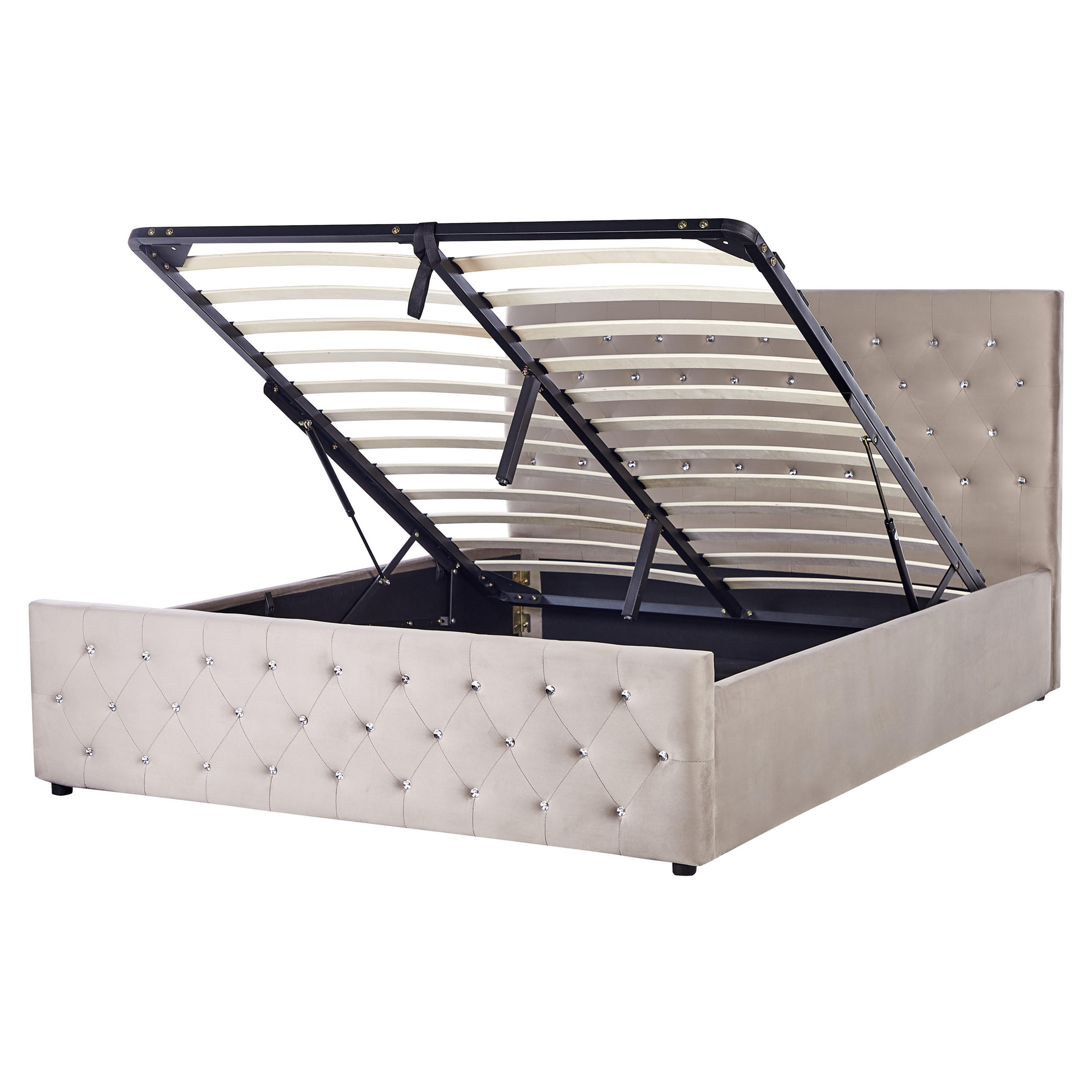 PAT cu spațiu de depozitare 160/200 cm catifea taupe Amiens