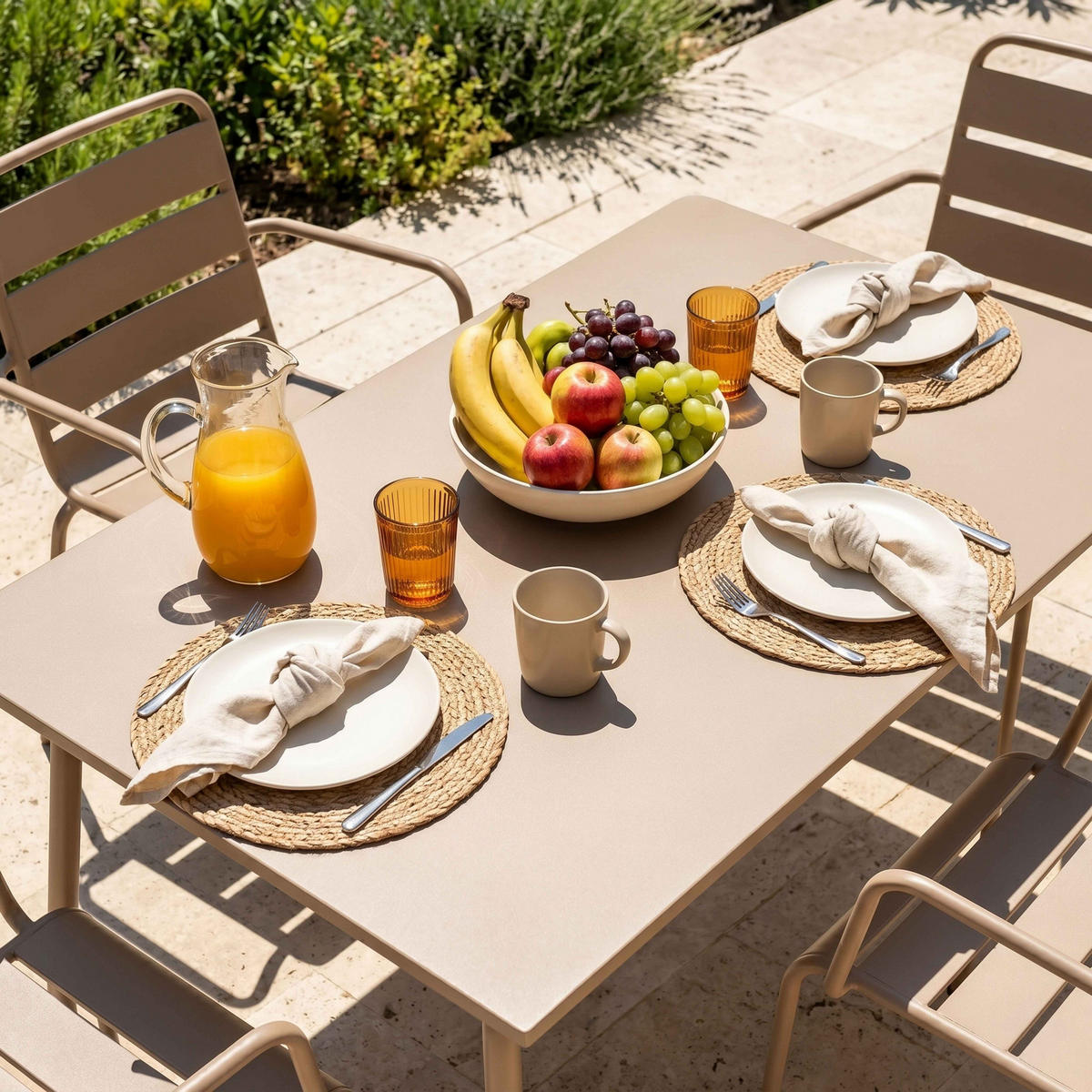 GARTENSET 5-tlg., Taupe - Taupe, Metall - Oviala