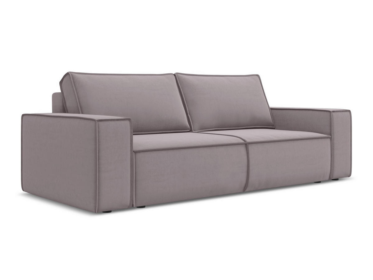 3-SITZER SOFA mit Schlaffunktion Samt Stoff Violett - Lila/Flieder, Kunststoff/Textil (255/85/105cm) - Makamii
