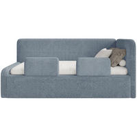 JUGENDBETT Fanko Samt Blau 90x200 cm - Blau/Schwarz, Kunststoff/Textil (90/200cm) - Selsey