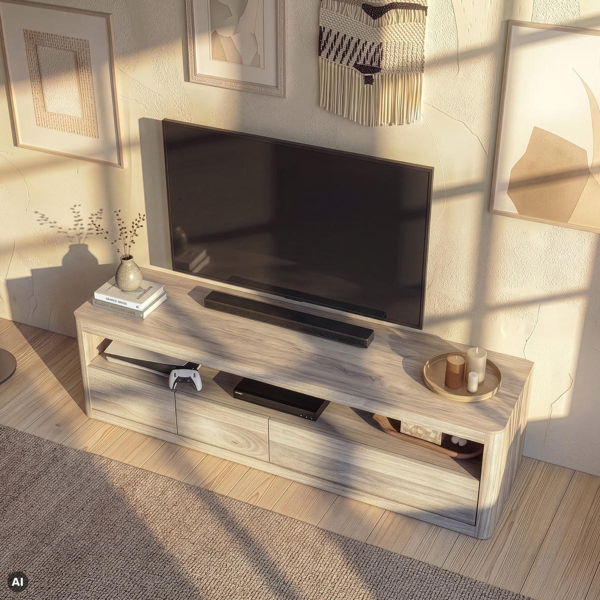 TV-BOARD Mango 190x50x60 weiß lackiert TORONTO #347 - Weiß, Holz (190/60/50cm) - Massivmoebel24