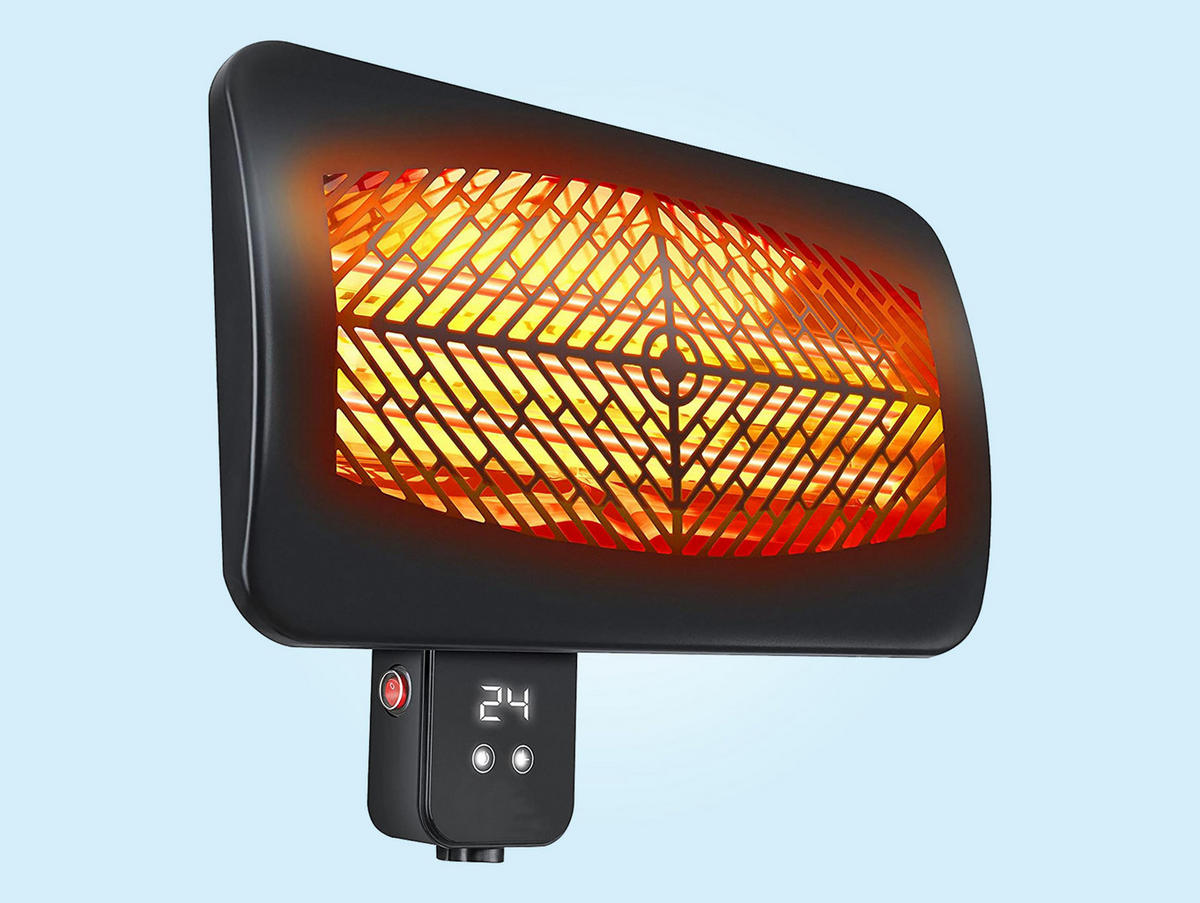HALOGEN-HEIZUNG für Wandmontage Schwarz für Außenbereich und Bad 2000 W - Schwarz, Kunststoff/Metall (43/32/18cm) - Purline