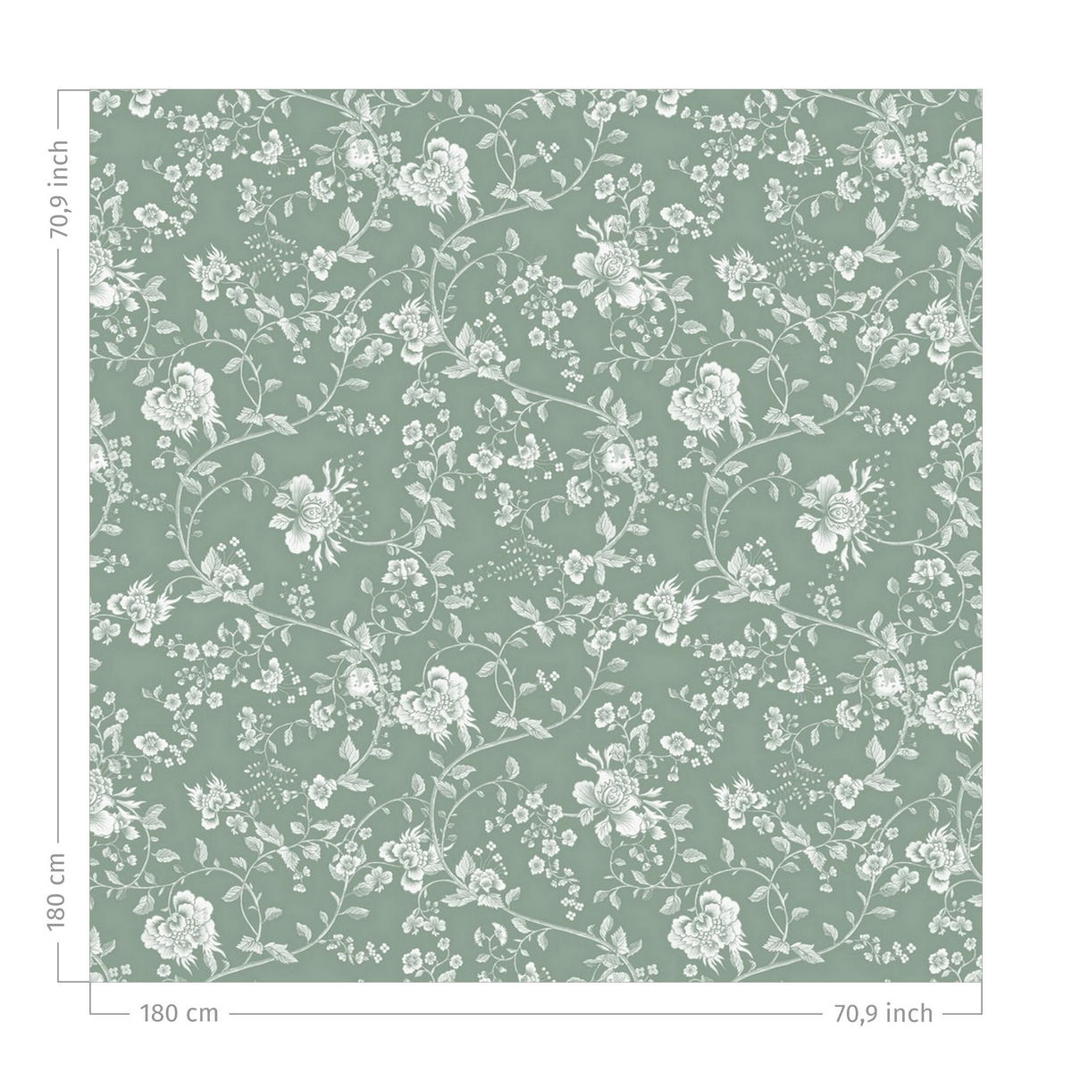 DUSCHVORHANG Blumenranken auf Grün 180/180 cm - Grün, Textil (180/180cm) - Bilderwelten