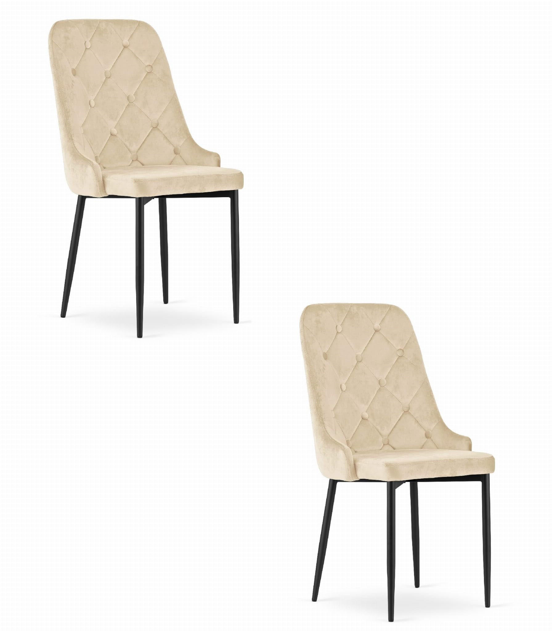 ESSZIMMERSTUHL 2er Set Beigefarbener Velours, gepolsterte Rückenlehne, bequeme Sitzfläche - Beige, Textil (43/94/43cm) - Best For Home