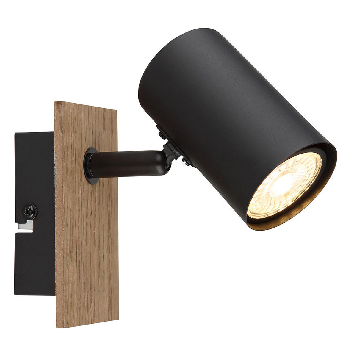 WANDLEUCHTE Holzoptik Schwarz beweglicher Spot - Schwarz, Metall (6/13.4/15.1cm) - Globo Lighting